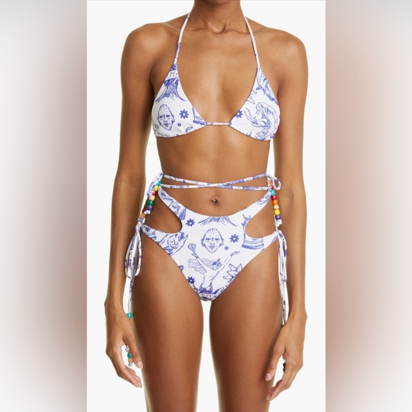 HOUSE OF AAMA Tattoo Bikini with Vintage Beads, Size 6, $390 - Picture 3 of 17